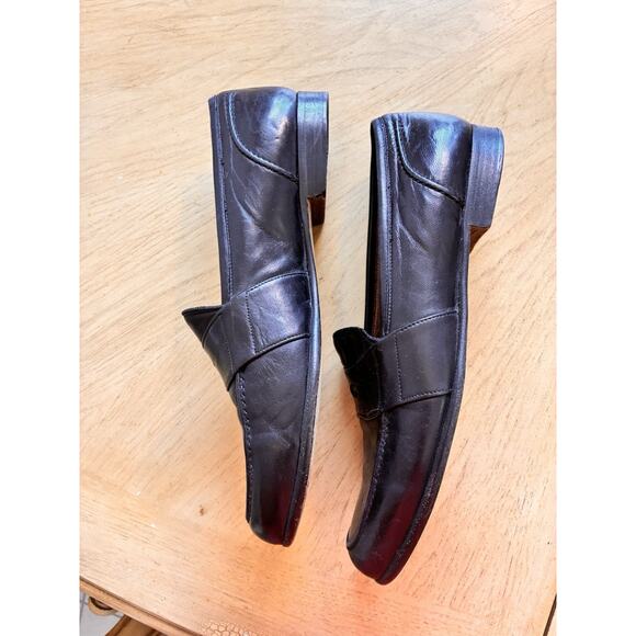 Vintage Bragano Cole Haan Italy Men 9.5 N Black Leather Dress Shoe Penny Loafers main image 10